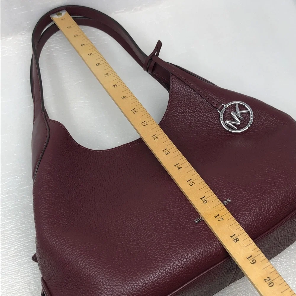 Michael Kors Kelsey Shoulder Tote Merlot Pebbled Leather SilverTone Hardware